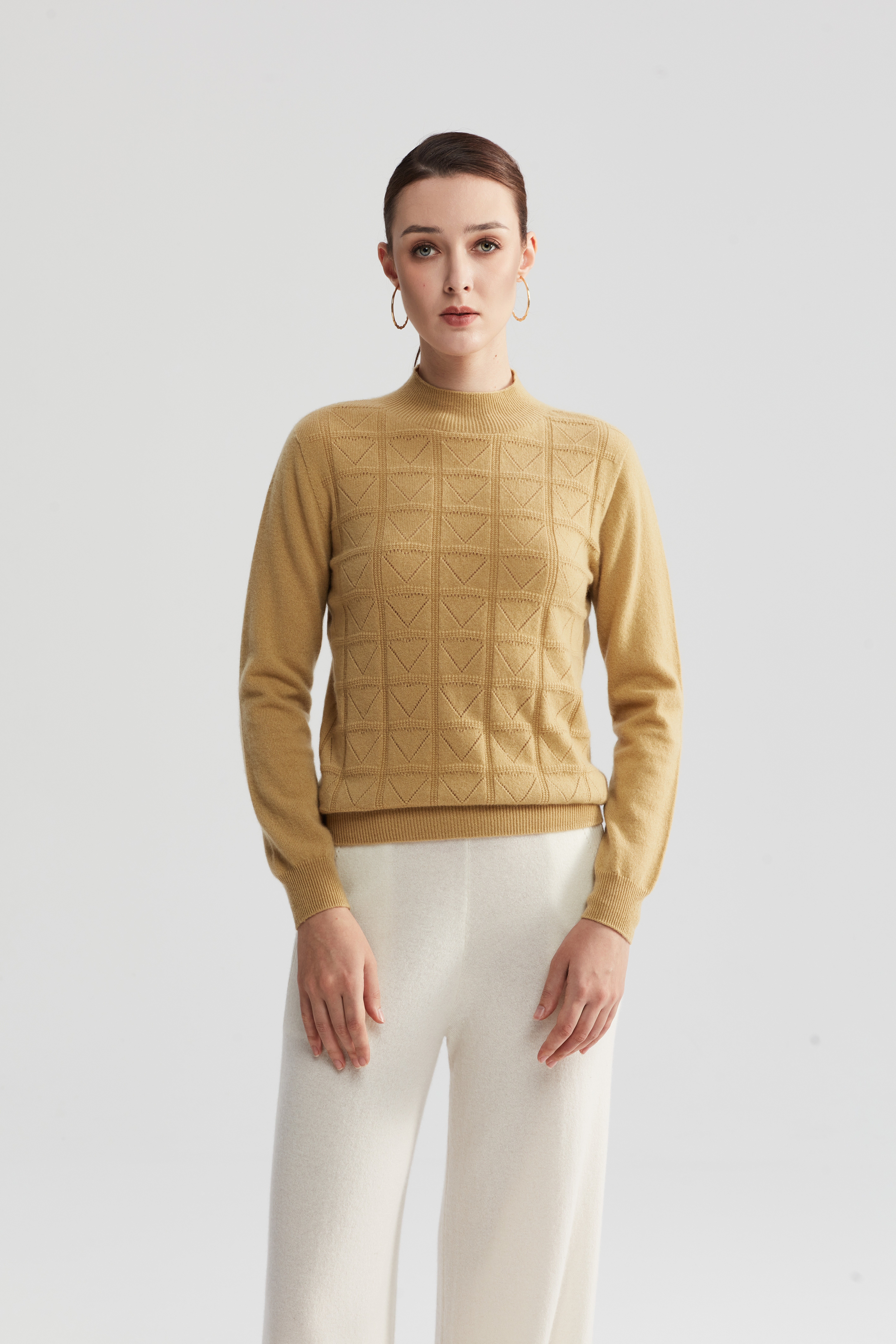 እንከን የለሽ 3D Knit Cashmere Mesh Sweater | የላቀ OEM