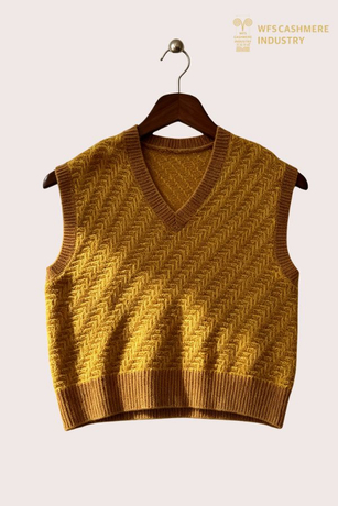 100 % kashmir kabelstrikket sweatervest med v-hals, 5GG S2602