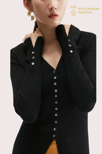 Premium RWS vlna & kašm&iacute;r Cardigan s v&yacute;střihem do V | Udržiteln&eacute; OEM pleteniny