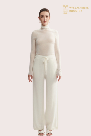 Women's Pure Cashmere Wide-Leg Pants | Deliciae Knit Bottoms OEM Manufacturer