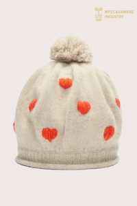 Premium Intarsia Heart Cashmere Pom-Pom Beanie | Aksessuaarid OEM