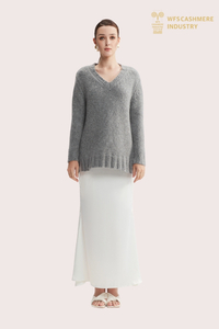 Kasmir V-Neck Chunky & Pullover Bulu Campuran RWS | OEM yang mampan
