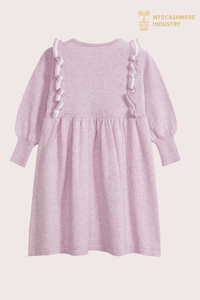 Kid's Premium Pink Cotton Cashmere Dress | Luxury Girl's Knitwear OEM ຜູ້ຜະລິດ