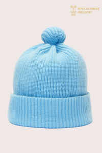 Gorro de cachemira pura de primera calidad con pomp&oacute;n acanalado | Accesorios originales