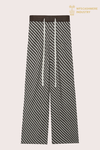 Ženske črno-bele črtaste široke pletene hlače z vezalkami | Proizvajalec OEM letoviške obleke