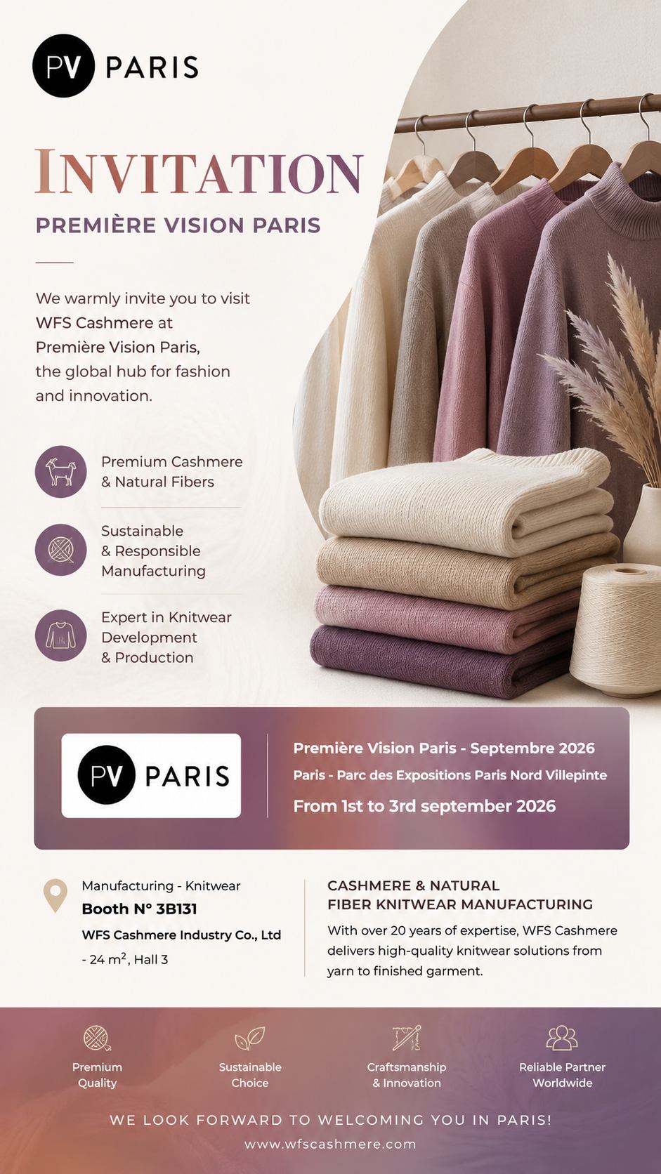 WFS Cashmere suundub n&auml;itusele Premi&egrave;re Vision Paris 2026 – tulge meiega kohtuma boksis 3B131